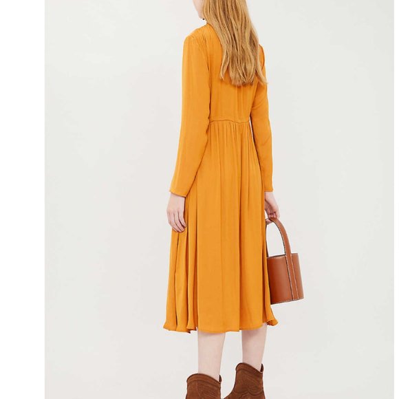 Maje Rouge Shirred Drawstring Midi Dress - Picture 3 of 5